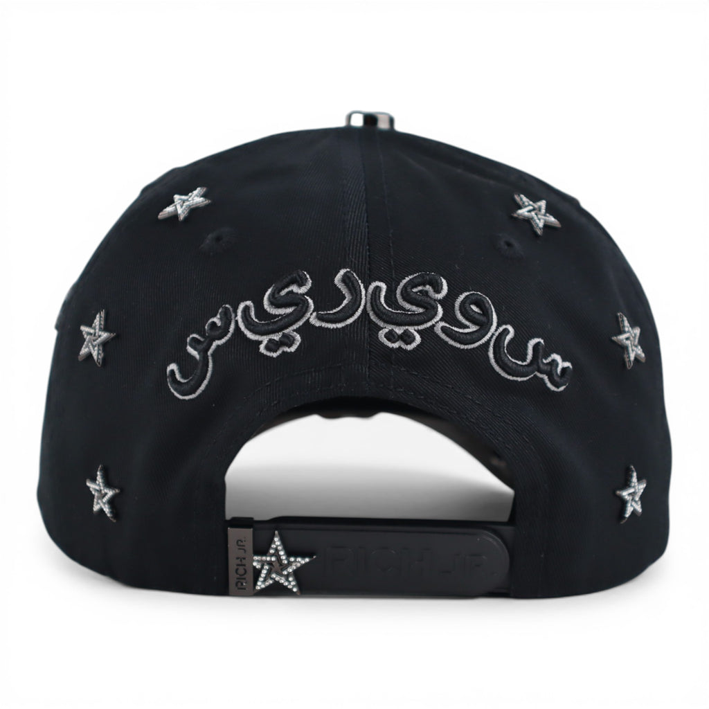 GORRA RICH JR STARS CRYSTALS VISOR SUEDE BLACK