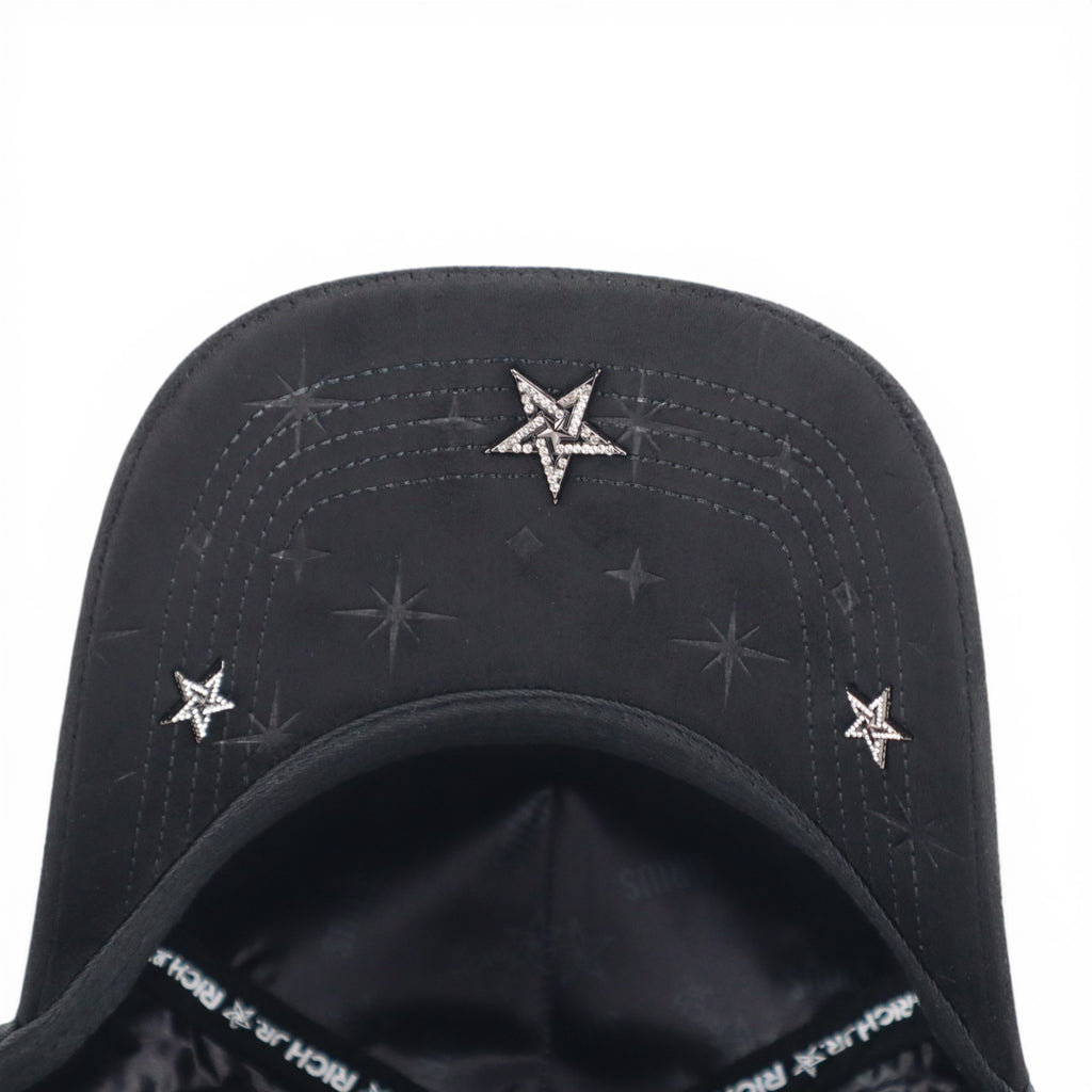 GORRA RICH JR STARS CRYSTALS VISOR SUEDE BLACK