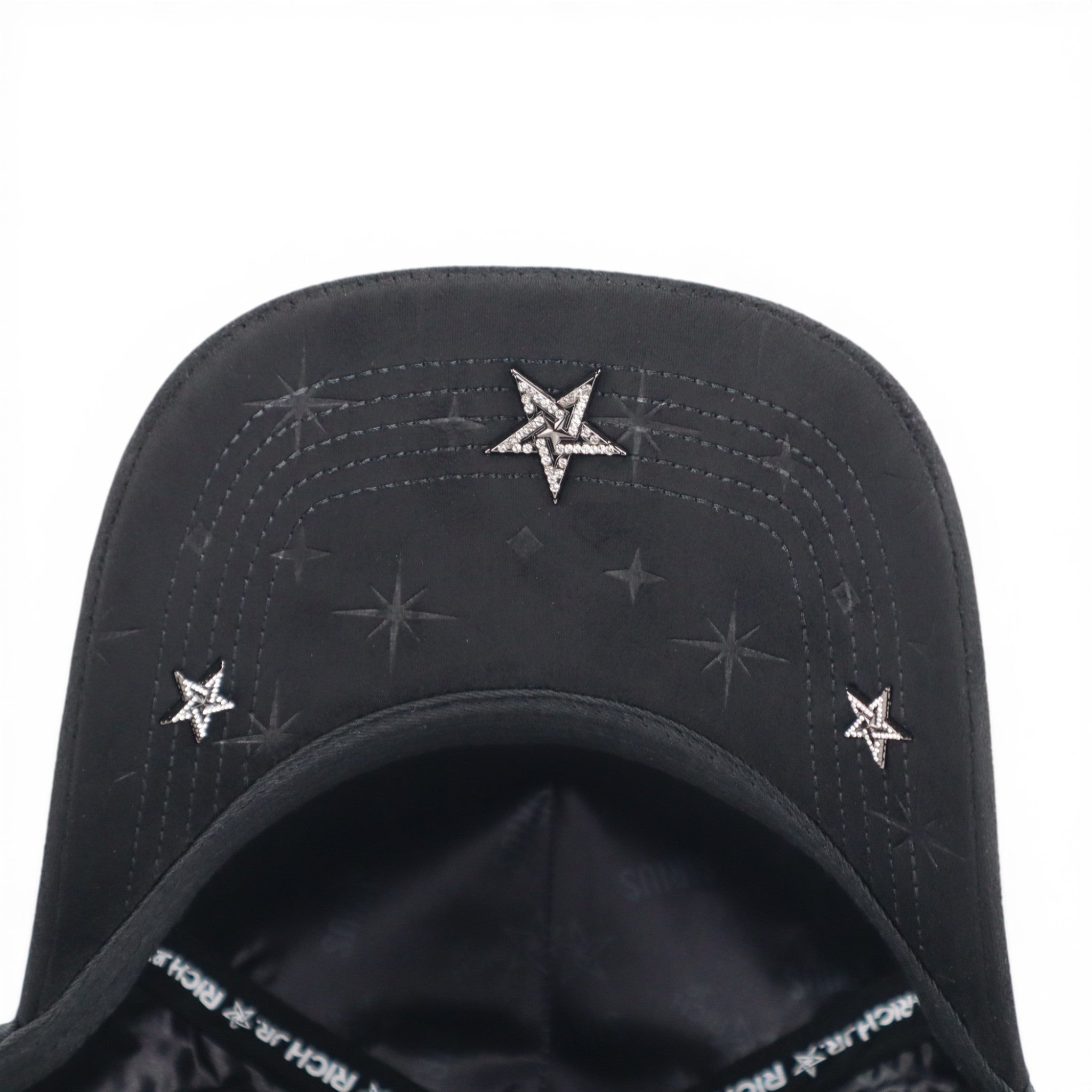GORRA RICH JR STARS CRYSTALS VISOR SUEDE BLACK
